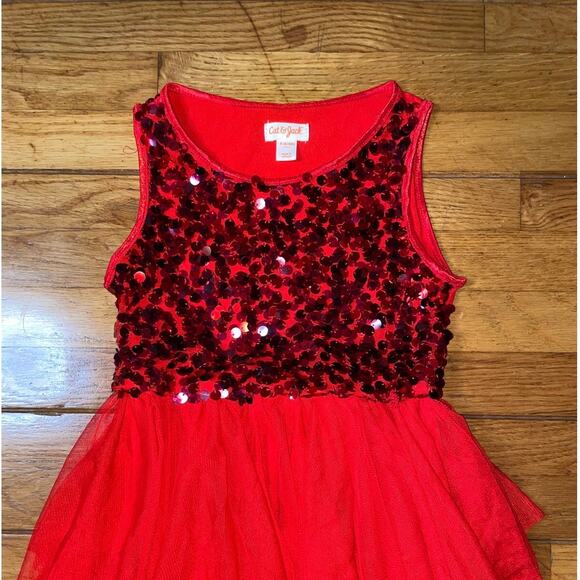Cat & Jack Red Sequin Holiday Dress - Size 6 - Picture 4 of 16